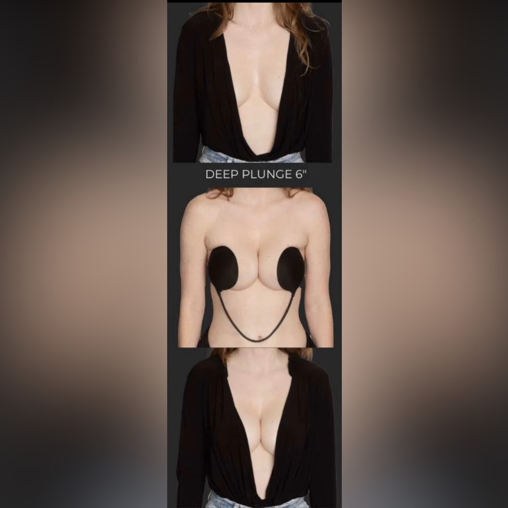 Deep Plunge Black Adhesive Bra